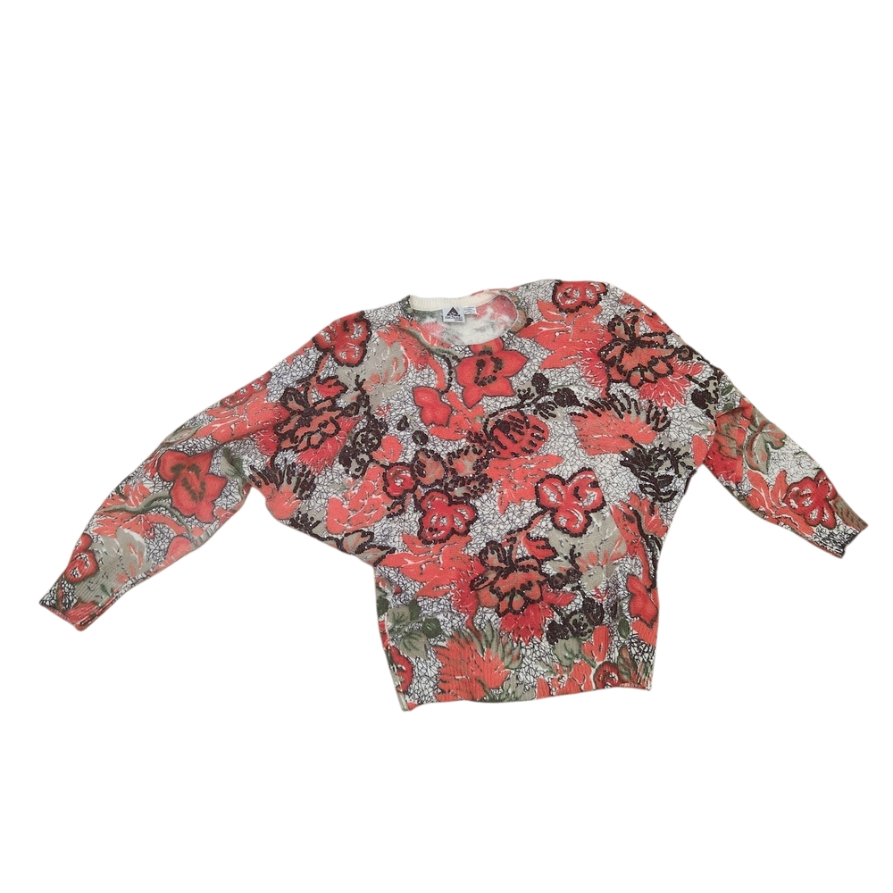 Wool And Angora Vintage Sweater Floral With Sequins Size L